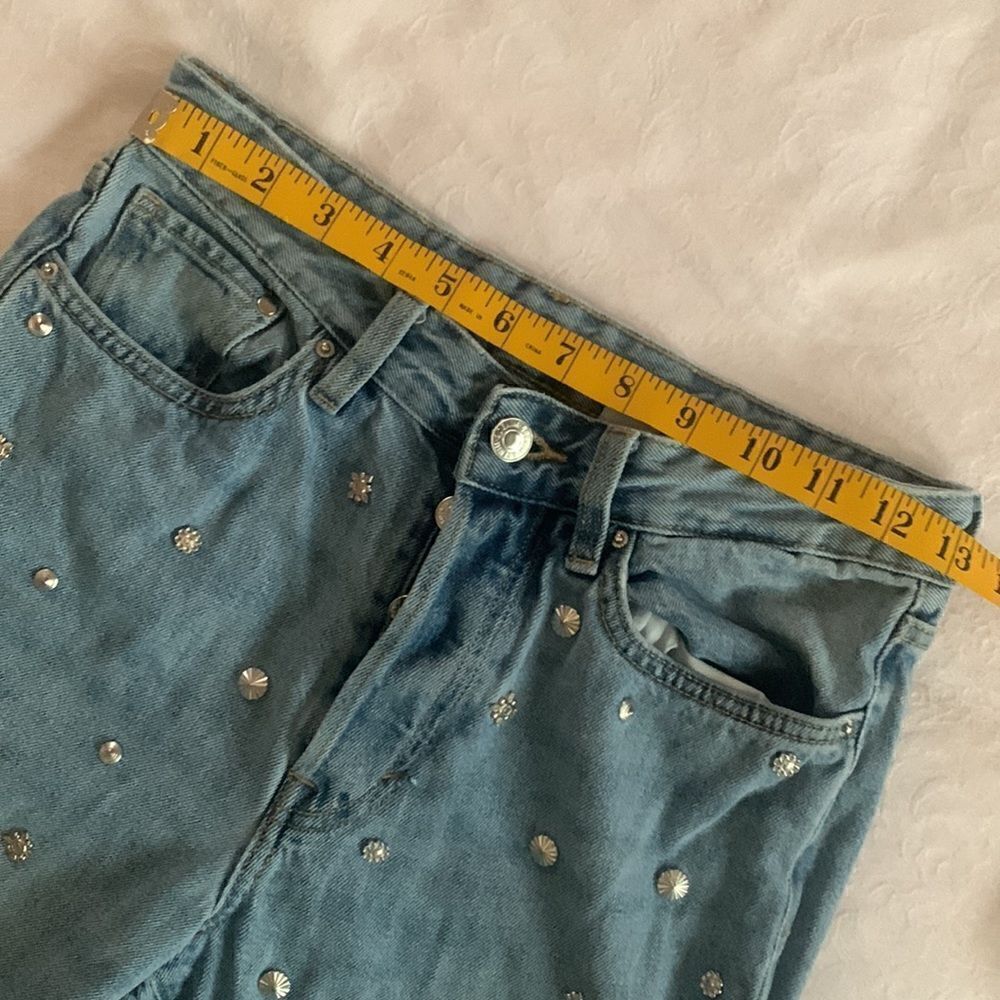 &Denim Women’s Jeans Silver Studs High Waisted 27 X 28 - Picture 5 of 11